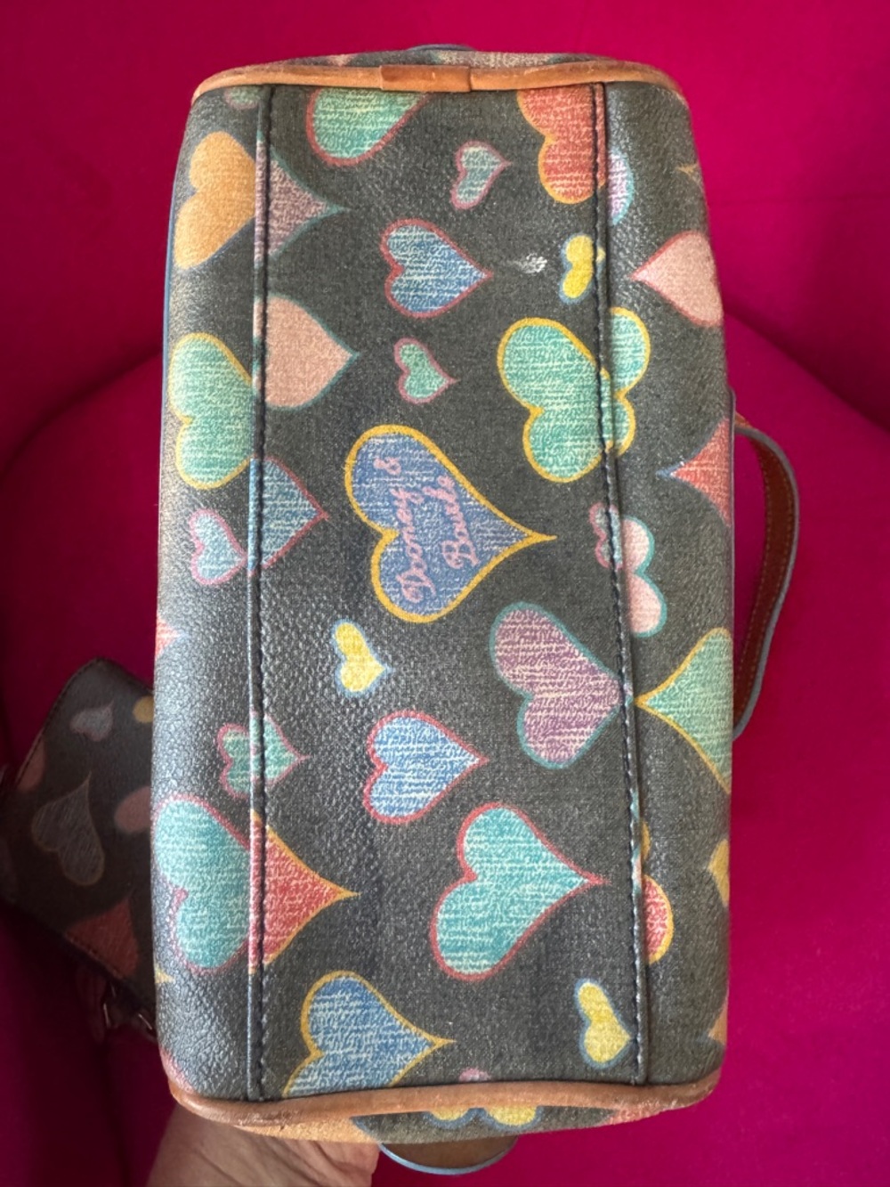 Dooney & Bourke Y2K Heart Print Mini Barrel Bag + Coin Pouch - Picture 7 of 12